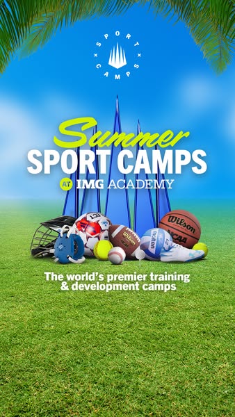 This image ad promotes IMG Academy's summer sport camps, targeting individuals interested in athletic training and d