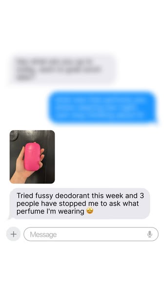 This ad showcases a customer testimonial in the form of a text message screenshot, highlighting the positive reception a