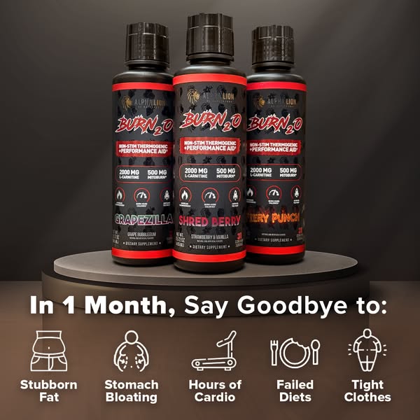Image ad for Alpha Lion's Burn2.0 supplement. The ad presents the product as a solution to common weight loss strugg