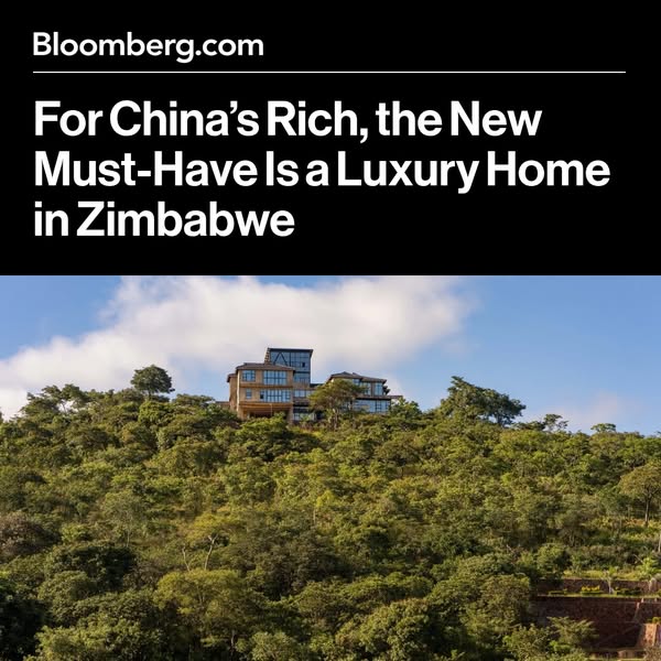 This ad is promoting an article from Bloomberg.com, informing the viewer that luxury homes in Zimbabwe are a new status 
