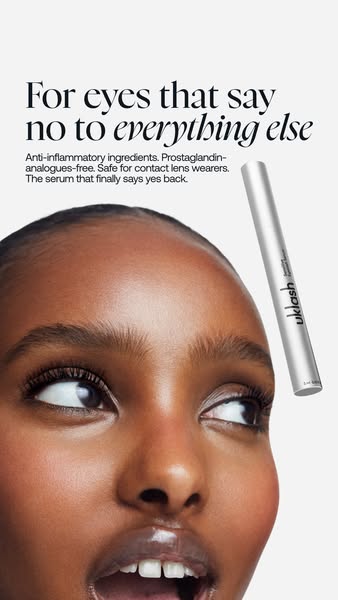 This ad for Uklash focuses on the lengthening and beautifying effects of its lash serum. The ad highlights the serum'