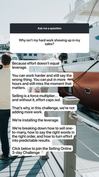 This ad features a screenshot of a message thread between a brand and a potential customer. The customer asks why their 