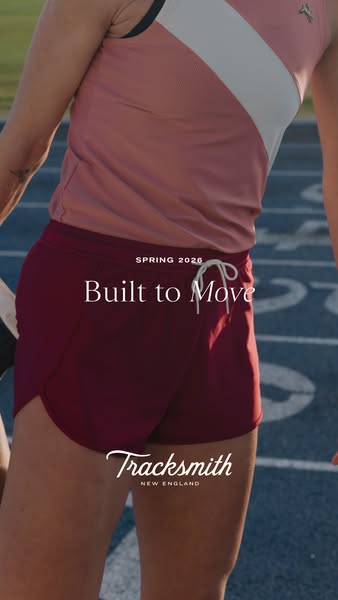 This ad focuses on Tracksmith apparel, highlighting the movement and functionality of the athletic wear. The ad uses a s