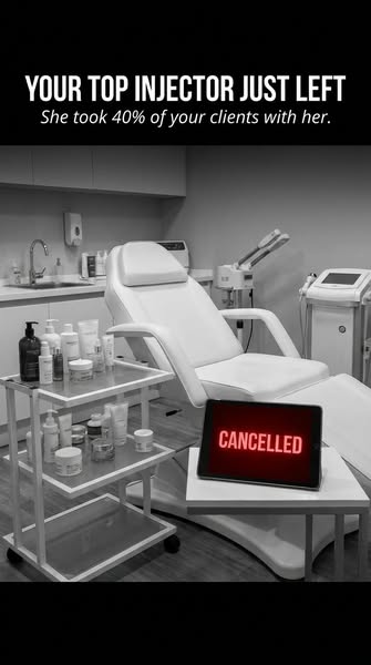 This ad is targeting business owners or managers of aesthetics clinics. It highlights the potential business loss that c