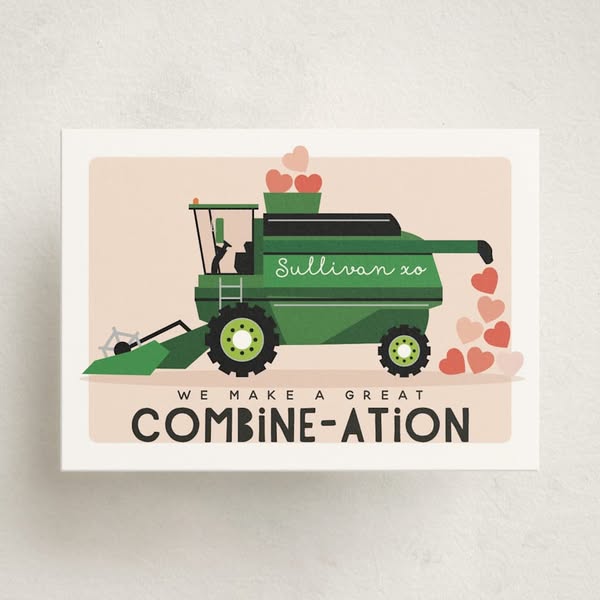 This image ad shows an illustration of a combine harvester releasing hearts instead of grain, with the text "WE MAK