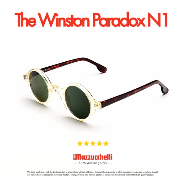 This ad showcases The Winston Paradox N1 sunglasses by phouse. The ad emphasizes the brand's commitment to using hig