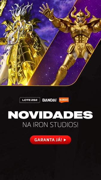 This image ad promotes the new Iron Studios releases. The ad shows two figurines and encourages the viewer to guarantee 