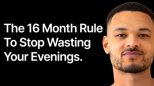This ad features a man next to a black background with white text claiming to share the 16 Month Rule To Stop Wasting Yo