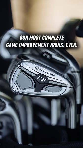 This image ad showcases the TaylorMade Qi game improvement irons.