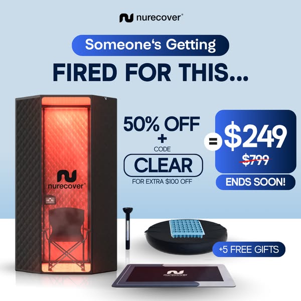 This image ad for Nurecover uses an offer of 50% off, plus an extra $100 off with a code, to entice viewers to purchase 
