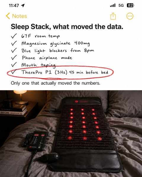 This ad shows a note from someone's phone of their sleep stack, with the last thing on the list circled, which is th
