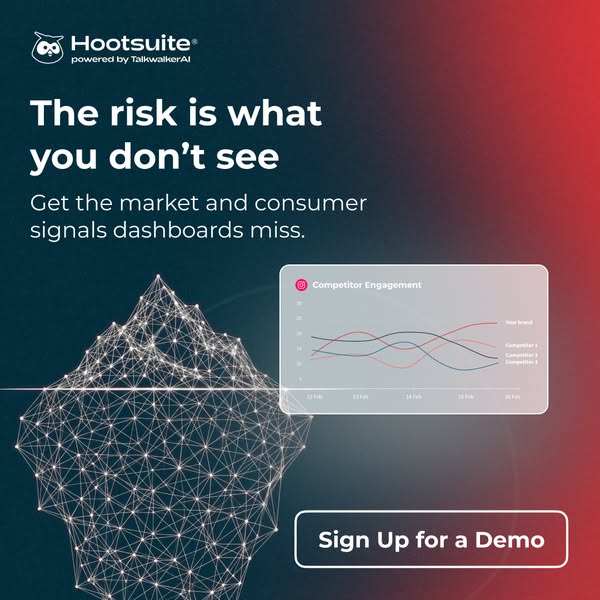 This ad for Hootsuite's Talkwalker AI highlights the importance of seeing beyond the surface of market and consumer 
