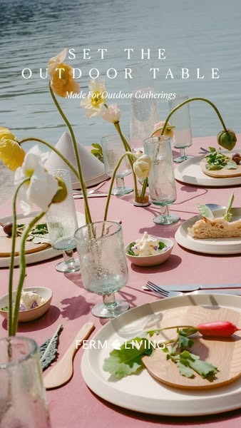 This image ad showcases a variety of tableware items in an outdoor setting, emphasizing the brand's focus on creatin