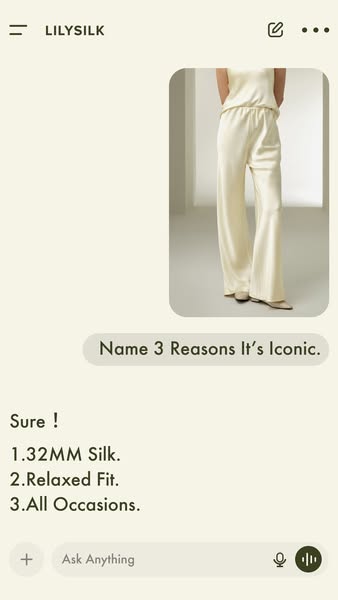This ad for LILYSILK is designed to look like a screenshot from a text messaging conversation. The initial message promp