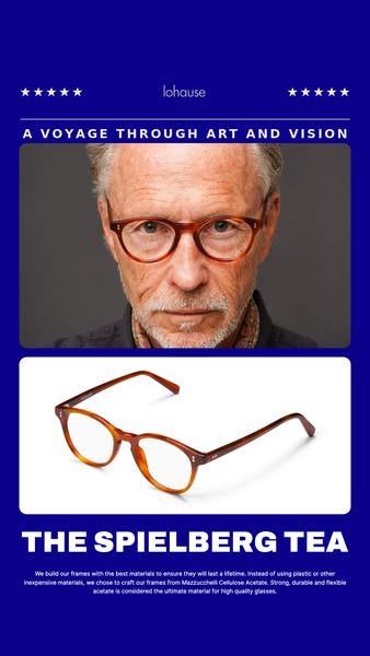 This ad showcases Lohause's 'The Spielberg Tea' glasses, emphasizing their commitment to high-quality materi