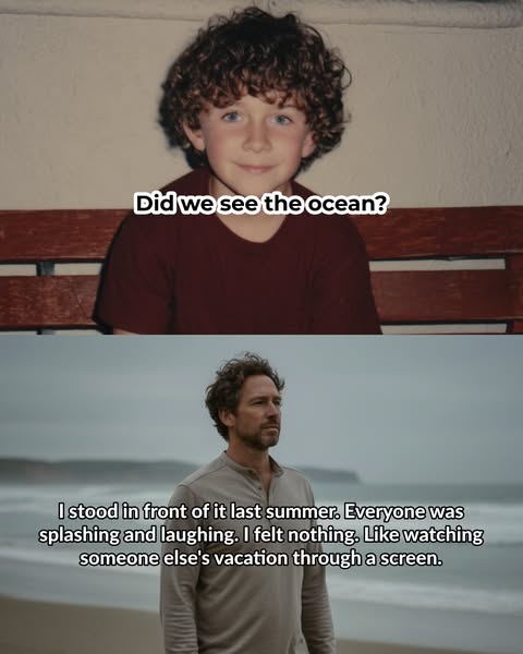 This ad uses a before-and-after format to highlight a man’s past struggle with emotional disconnection from an activity 