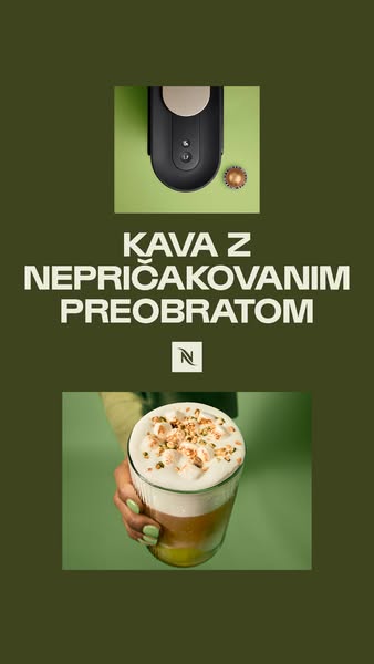 This Nespresso ad features an image of a coffee machine and a cappuccino. The text in the ad translates to 'Coffee w