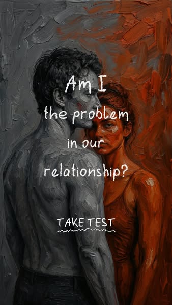 The image ad features a digital painting of a heterosexual couple with the question, “Am I the problem in our relationsh