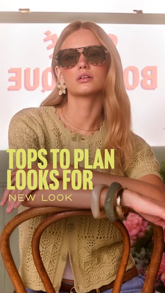 This ad showcases a light green knit top that is available from the brand New Look. The ad is designed to appeal to peop