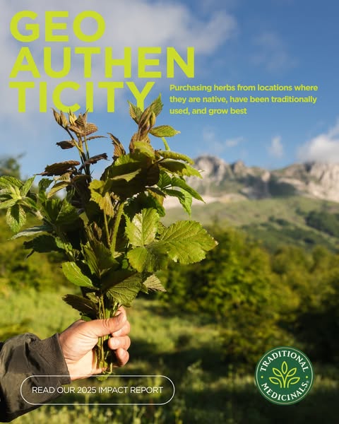 This image ad highlights the brand Traditional Medicinals and emphasizes the importance of geo-authenticity in sourcing 