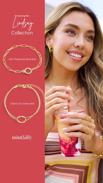 This image ad showcases the Mint & Lily brand by highlighting two bracelets from the Lindsay Collection. The ad uses