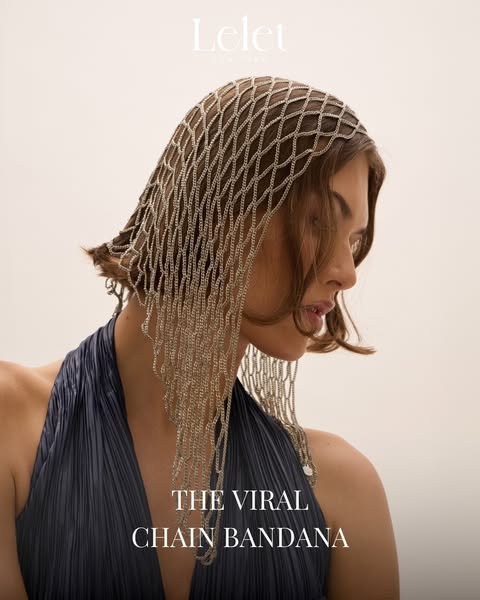 An ad showcasing the Lelet NY Chain Bandana.