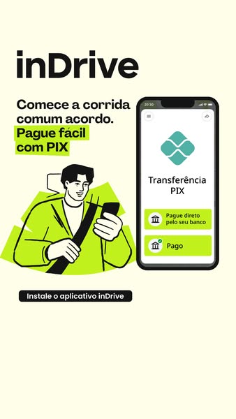 Ad for inDrive, an app for requesting rides. The ad shows a person holding their phone. On the phone screen is the inDri