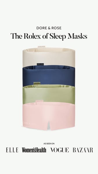 This ad showcases the DORE & ROSE sleep mask, positioning it as a luxury item by comparing it to Rolex and highlight