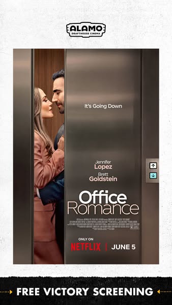 This ad is promoting Alamo Drafthouse Cinema's showing of the film Office Romance on June 5th on Netflix. There is a