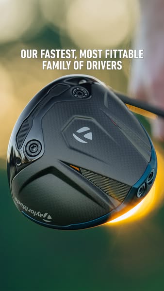 This ad showcases the TaylorMade family of drivers, highlighting their speed and adjustability.
