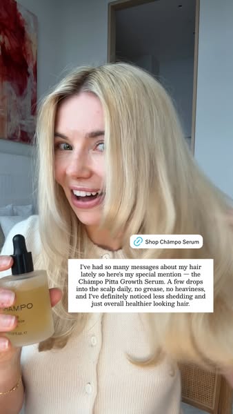 This ad features a creator who shares how she uses the Champo Pitta Growth Serum. She says that after many messages abou