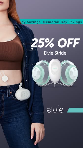 This ad for the Elvie Stride breast pump features a woman wearing the product under her clothes to demonstrate how it is