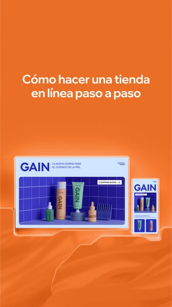 The ad shows the brand Gain is creating an online shop in a step by step format.