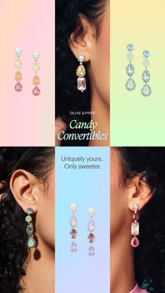 This ad is for Olive & Piper's 'Candy Convertibles' collection. The ad features a side-by-side display o