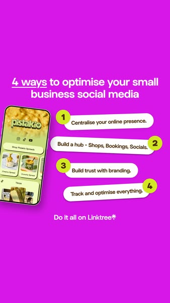 This ad gives four steps to help small business owners optimize their social media by centralizing their online presence