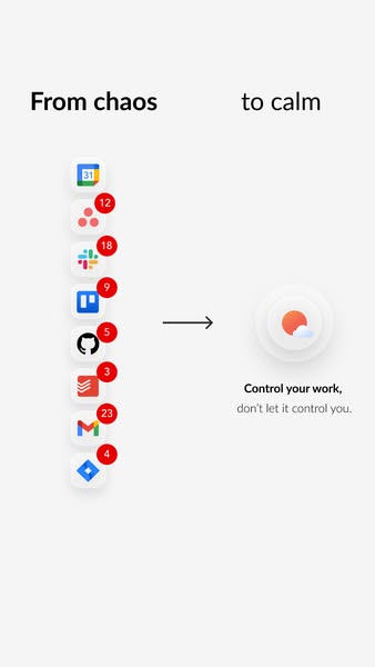 This ad highlights the chaos of having too many notifications from different apps and offers a solution to control your 