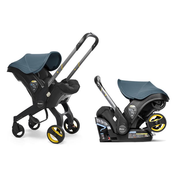 This ad features the Doona car seat and stroller. The ad shows the product in both car seat and stroller form.