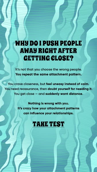 This ad presents a question about pushing people away after getting close, then offers an explanation and a call to acti