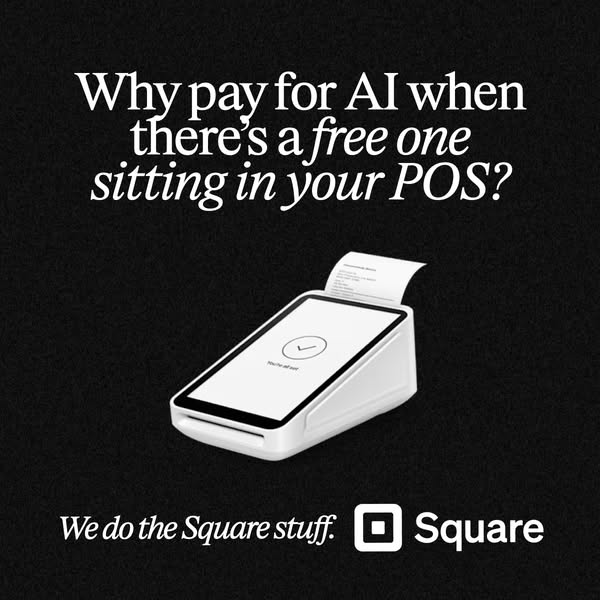 This ad features Square's point of sale system as a cost-effective alternative to paying for AI, suggesting that the