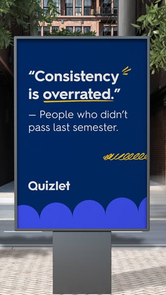 This single image ad features a quote in quotation marks and large font stating, "Consistency is overrated." B