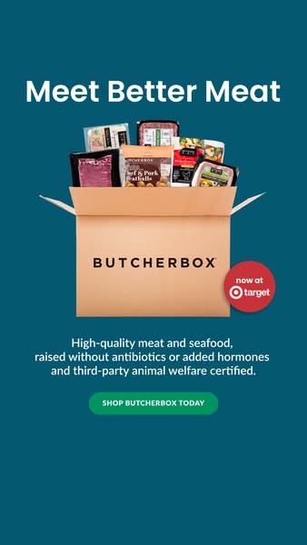 This ad promotes ButcherBox as a provider of high-quality meat and seafood that is raised without antibiotics or added h