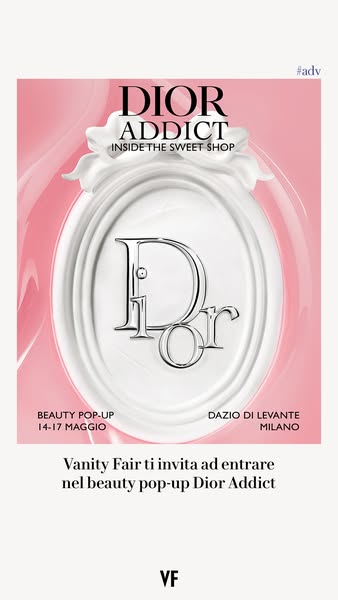 An image ad for the Dior Addict beauty pop-up shop in Milan from May 14-17. The ad features the Dior logo inside of a te