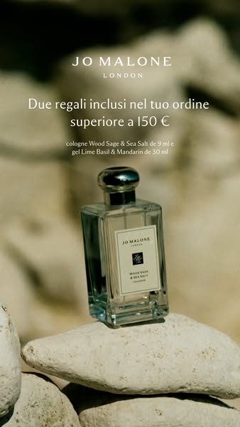 This ad showcases Jo Malone London perfume and advertises a special offer of two free gifts when you spend over 150 EUR.