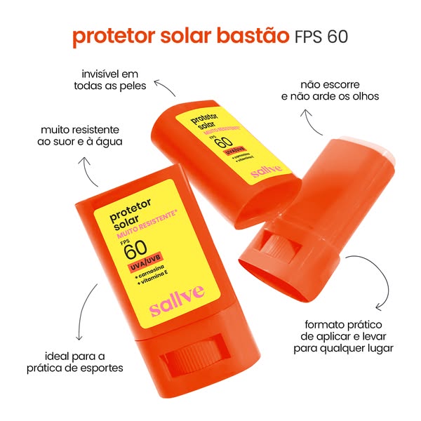 This image ad showcases Sallve's sunscreen stick, emphasizing its portability, ease of application, and suitability 