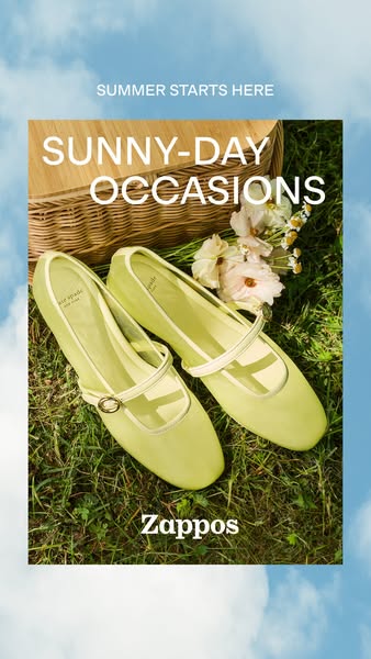 This Zappos ad features a pair of Kate Spade ballet flats in a bright summery setting to inspire shoppers for summer.