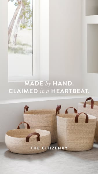 This ad showcases a collection of hand-made baskets from The Citizenry. The ad highlights the craftsmanship and desirabi