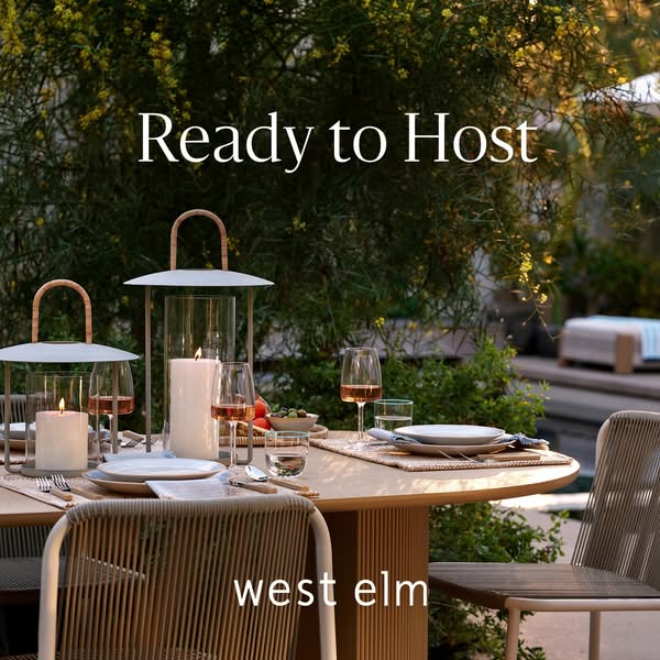 This image ad for West Elm features an inviting outdoor dining setup, emphasizing the brand's ability to provide eve