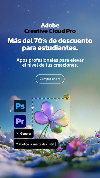 This ad promotes Adobe Creative Cloud Pro to students, offering a 70% discount. It highlights professional apps for elev
