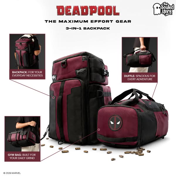 This ad showcases a 3-in-1 backpack that can be converted into a duffle bag or gym bag, providing versatility for differ