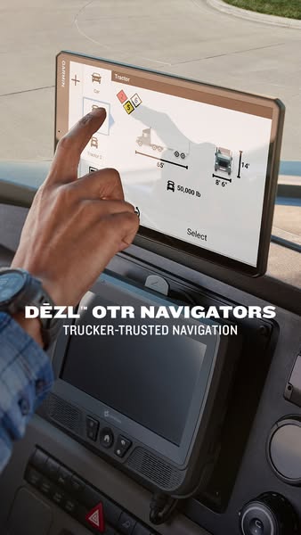 This ad showcases the Garmin dezl OTR navigator, emphasizing its trucker-trusted navigation features. The ad highlights 